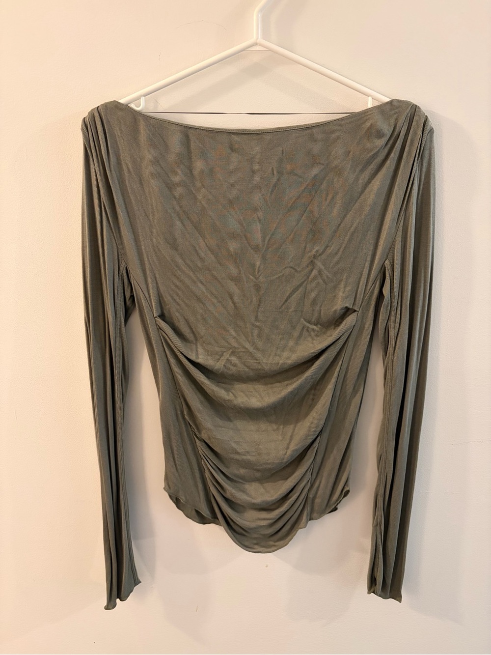 Free People Olive Green Draped Long Sleeve Top